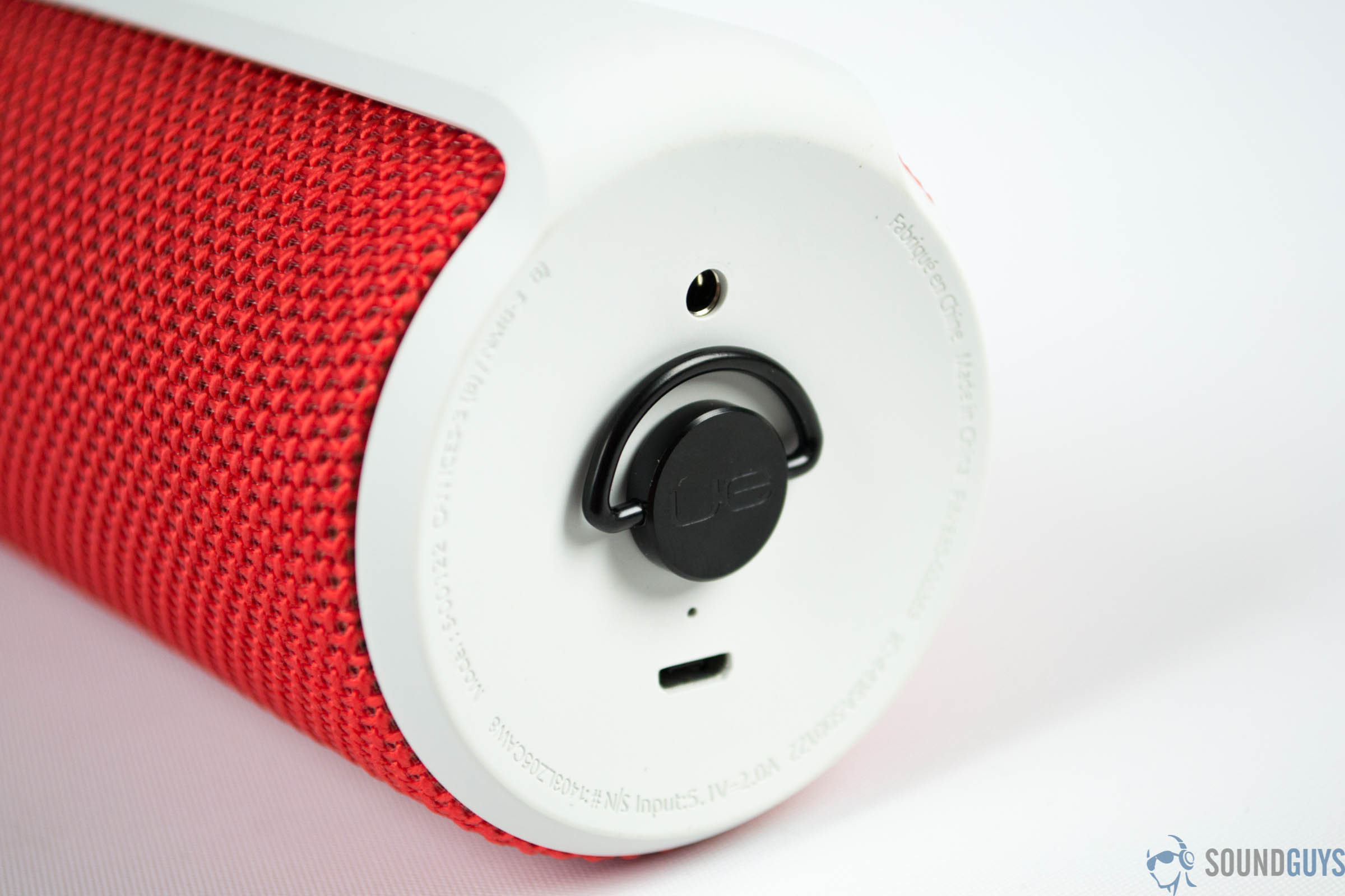logitech-ue-boom-sg-6 Close-up shot of the bottom of the speaker including the micro-USB input and 3.5mm input.