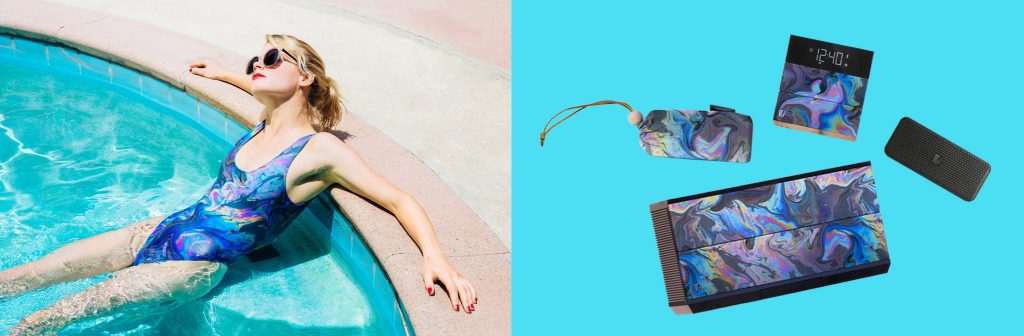 Soudfreaq x Clashist Collage Split Oil Slick Swimsuit