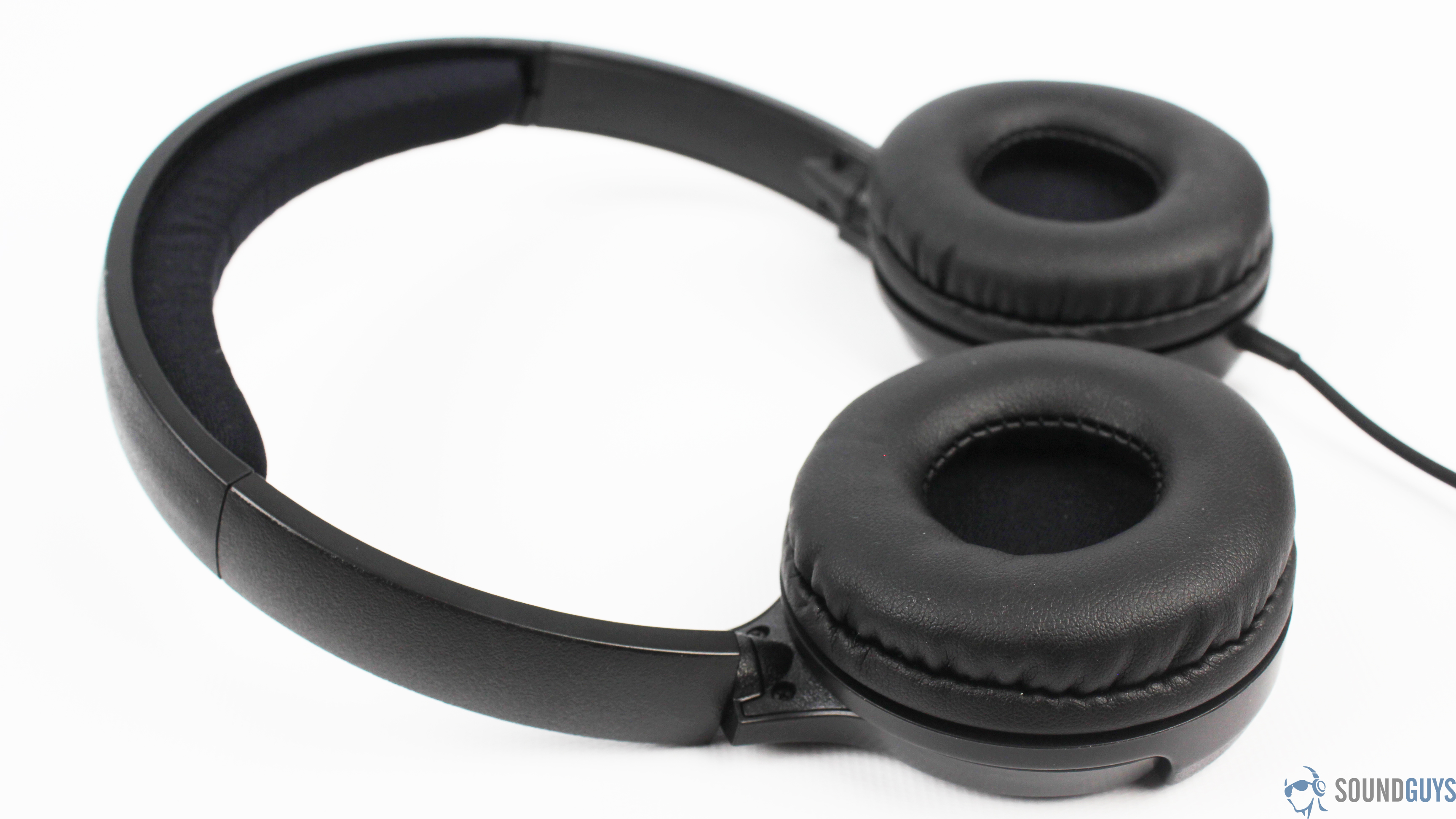 The Monoprice Hi-Fi On-Ear headphones with the ear pads facing upward.