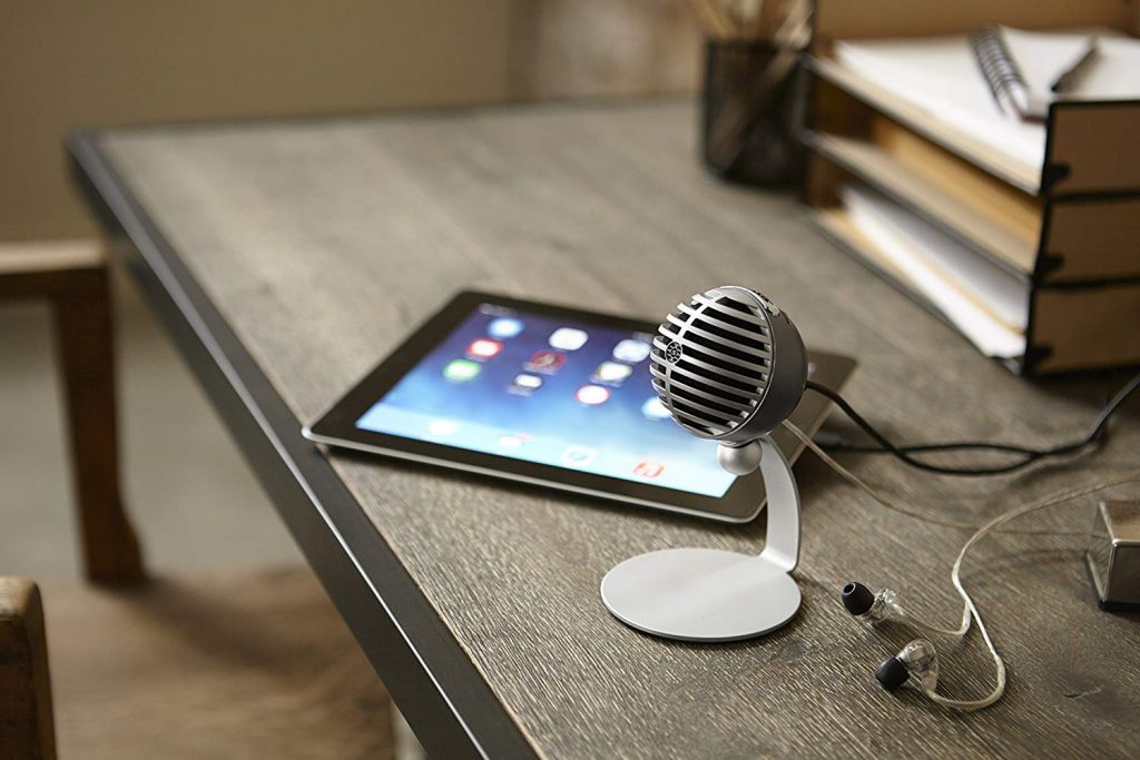 Best USB microphones: A product image of the mic in front of an Apple iPad.