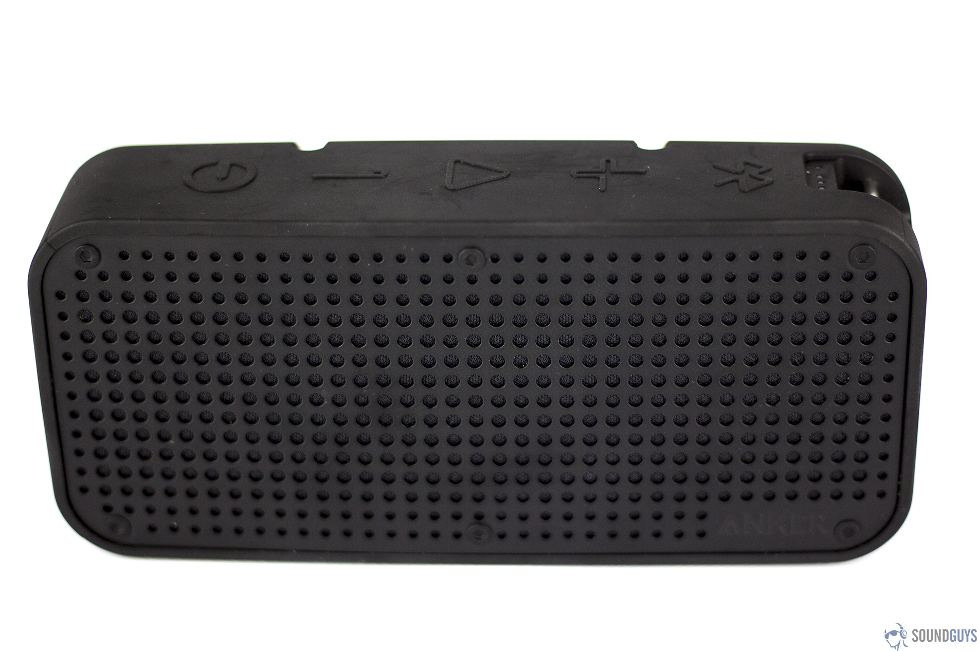A front-facing, eye-level view of the Anker SoundCore Sport XL in black on a white background.