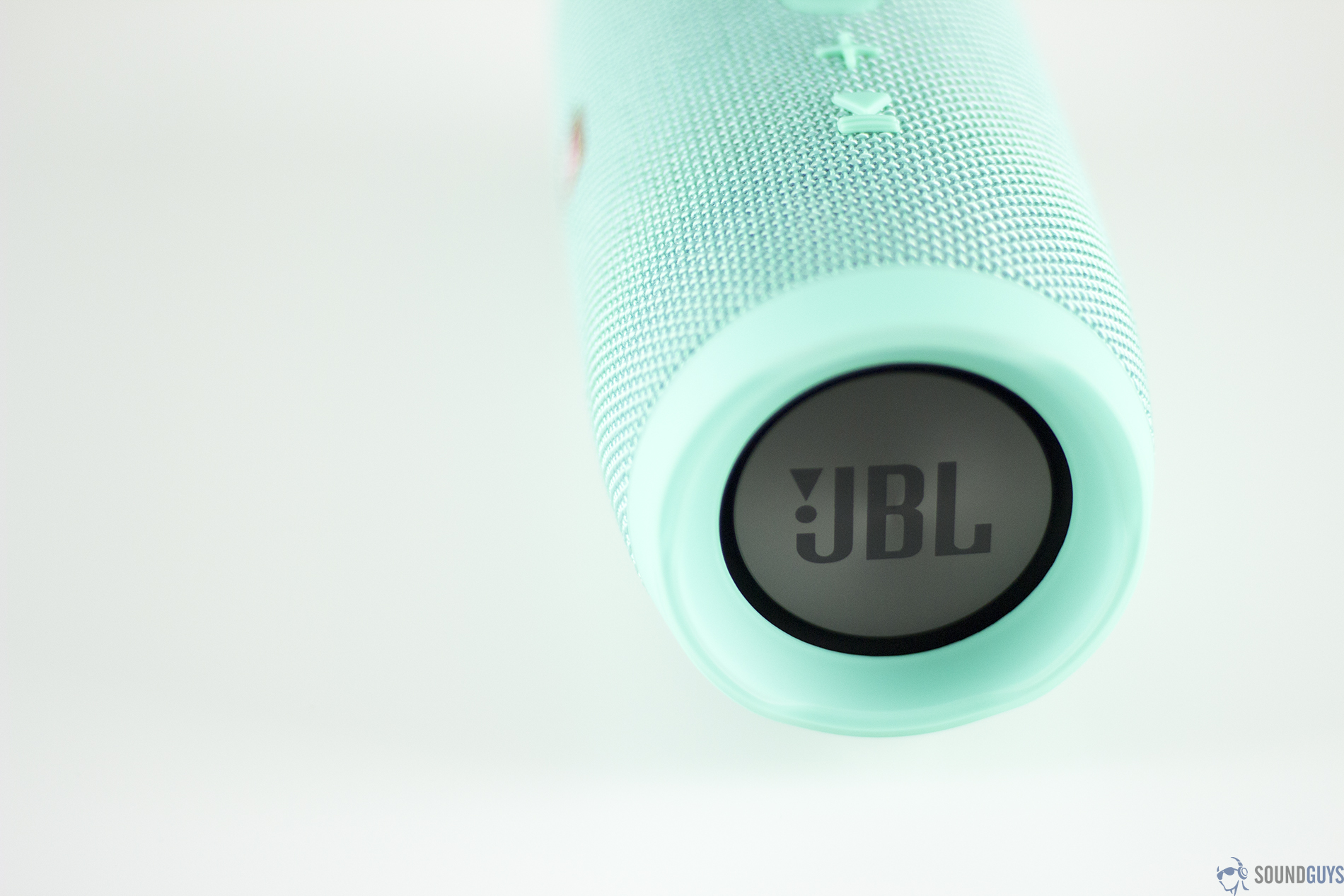 The passive bass radiator on the side of the JBL Charge 3.