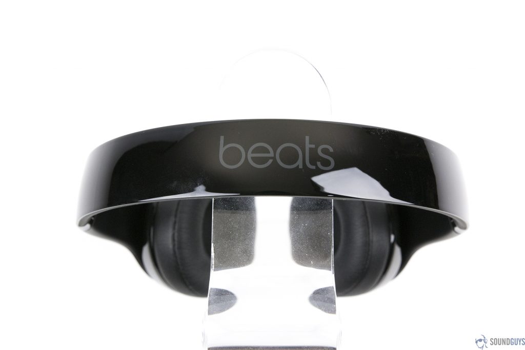 Pictured is the Beats logo in light grey along the top of the headband on a white background.