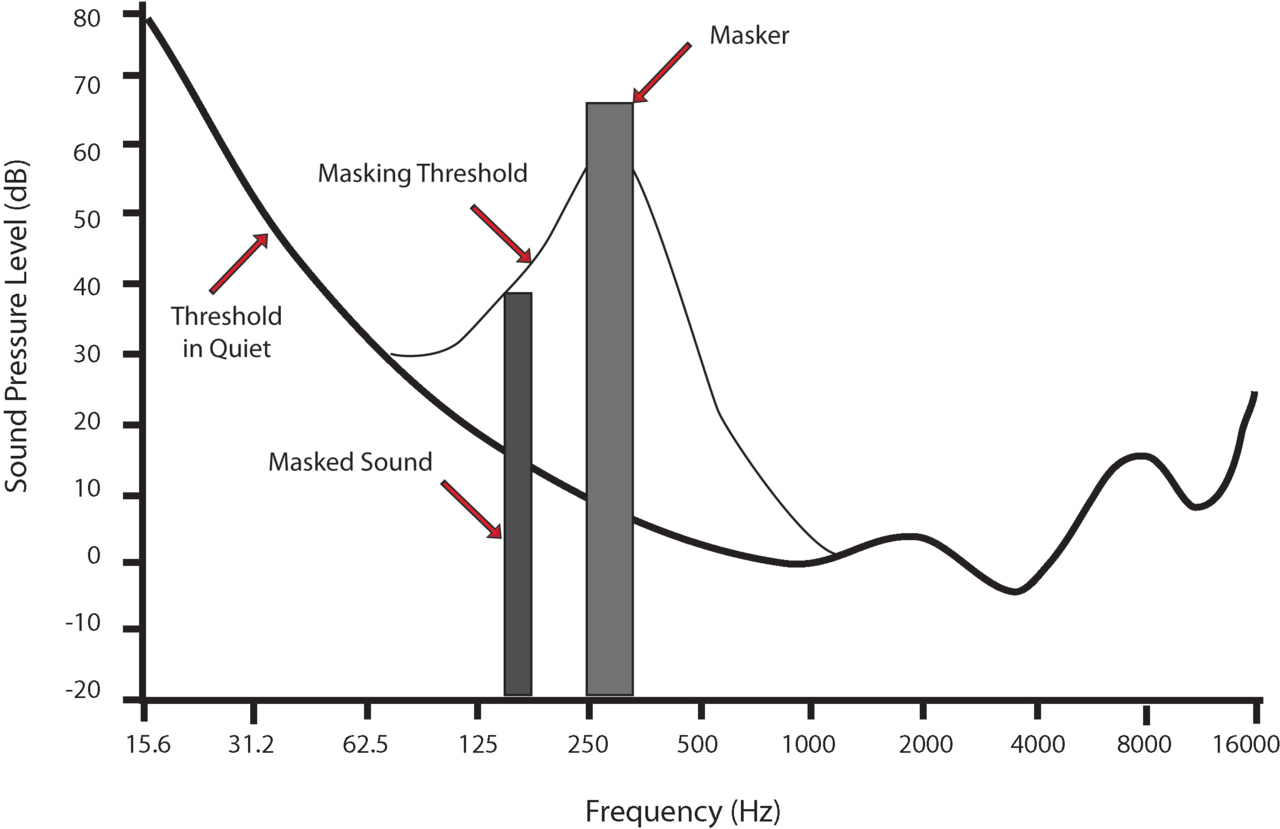 A chart demonstrating auditory masking.