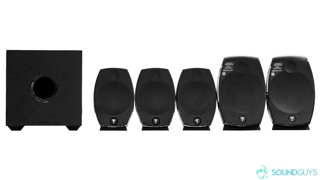 A photo of the Focal Sib Evo 5.1.2 speaker system.