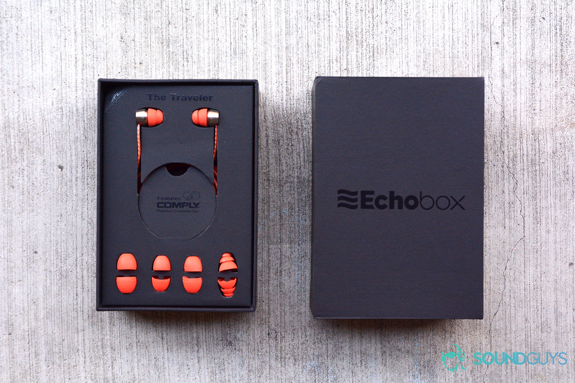 A photo of the contents of the Echobox Traveler's package.