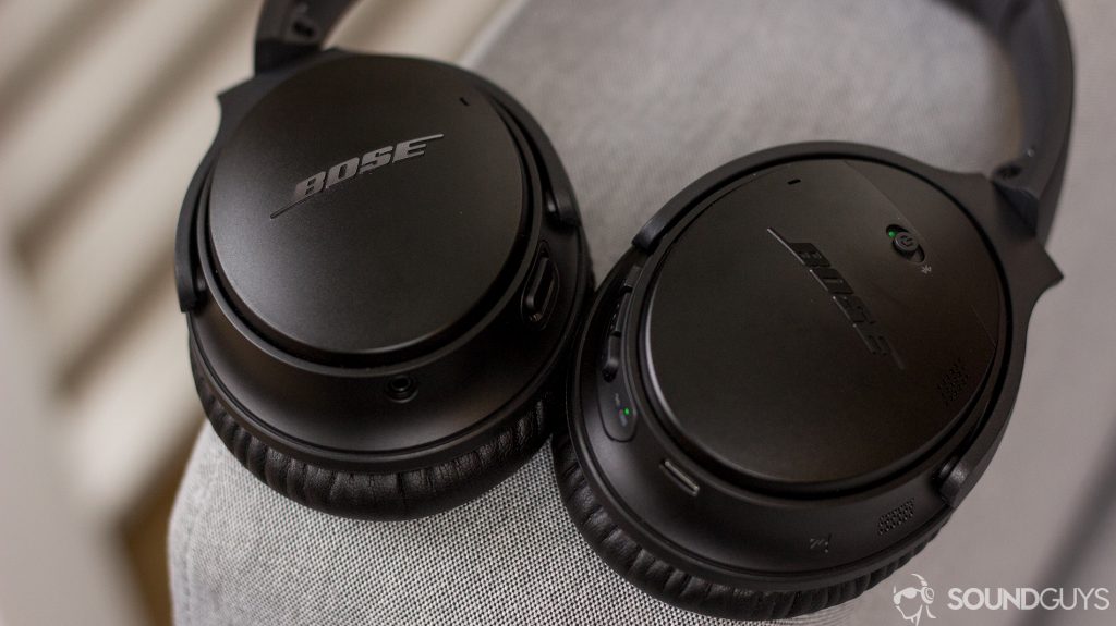 The Bose QuietComfort 35 II and the Google Assistant button is located on the ear cup.