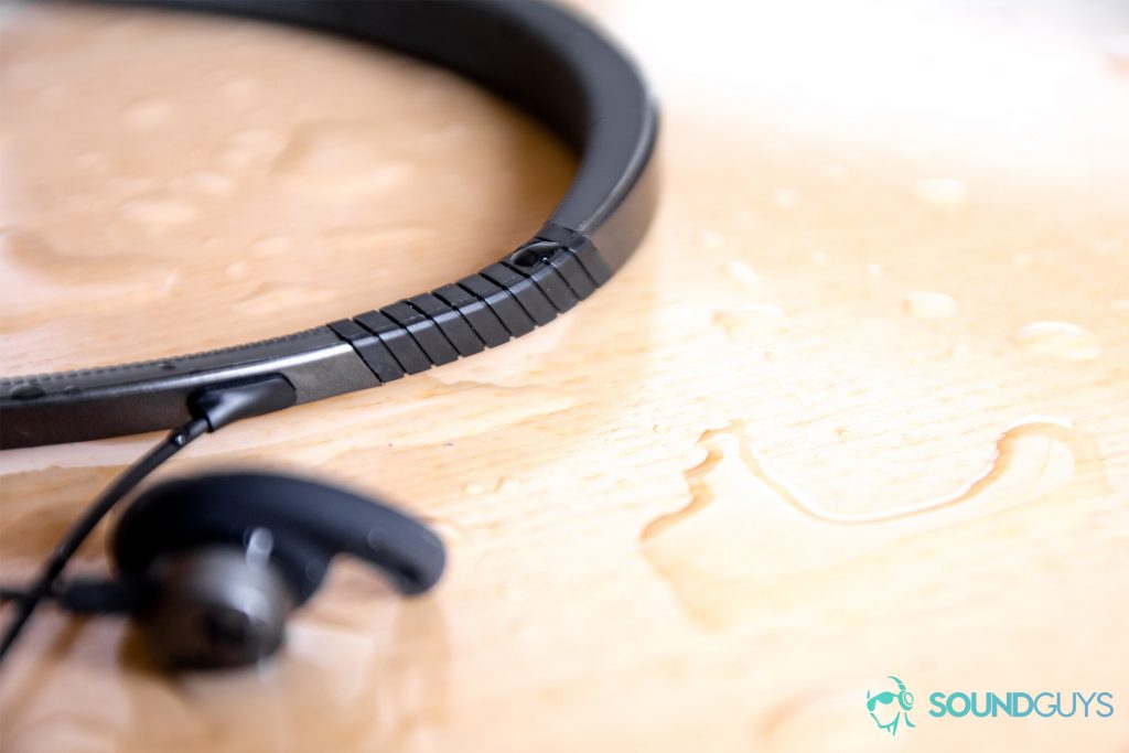 Under Armour Sport Flex Wireless by JBL close up of the Flex Zones on the neckband.