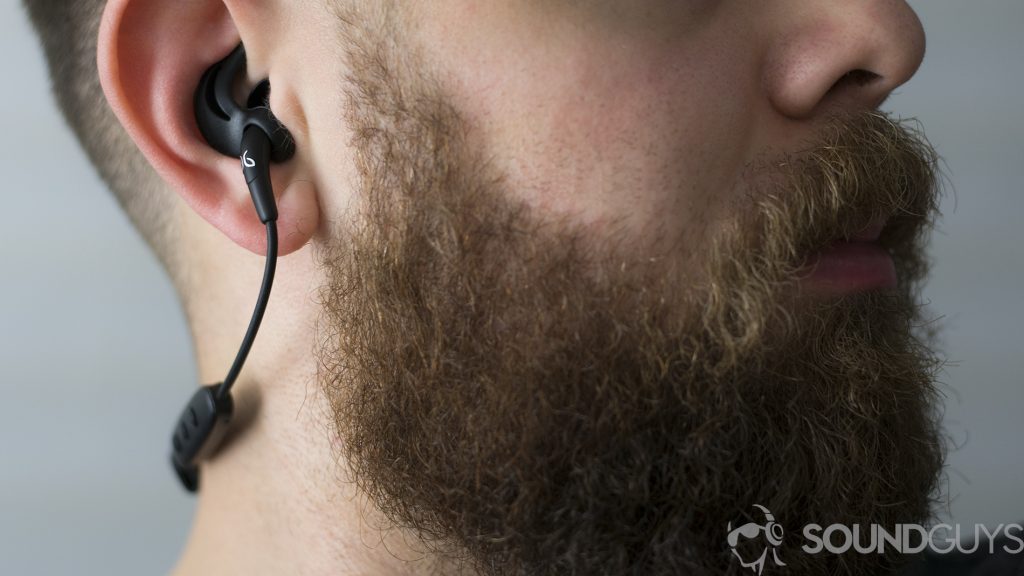 Best bluetooth speakers under $100: Adam wearing the Jaybrid Freedom in black