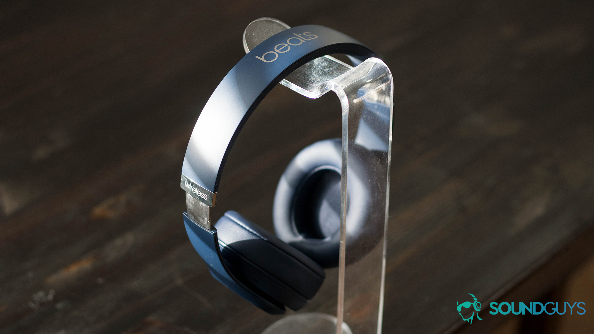 The Studio 3 Wireless on a headphone stand.