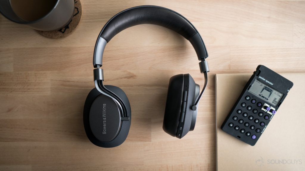 The ear cups can rotate to lie flat on your chest when not in use.
