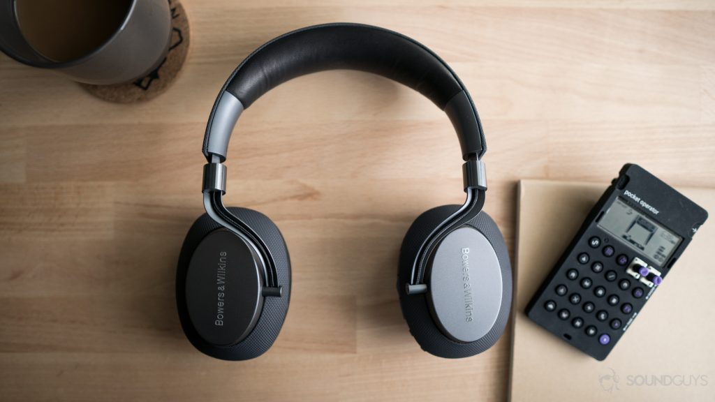 Best headphones from Best Buy: A top-down image of the headphones next to a small audio mixer.