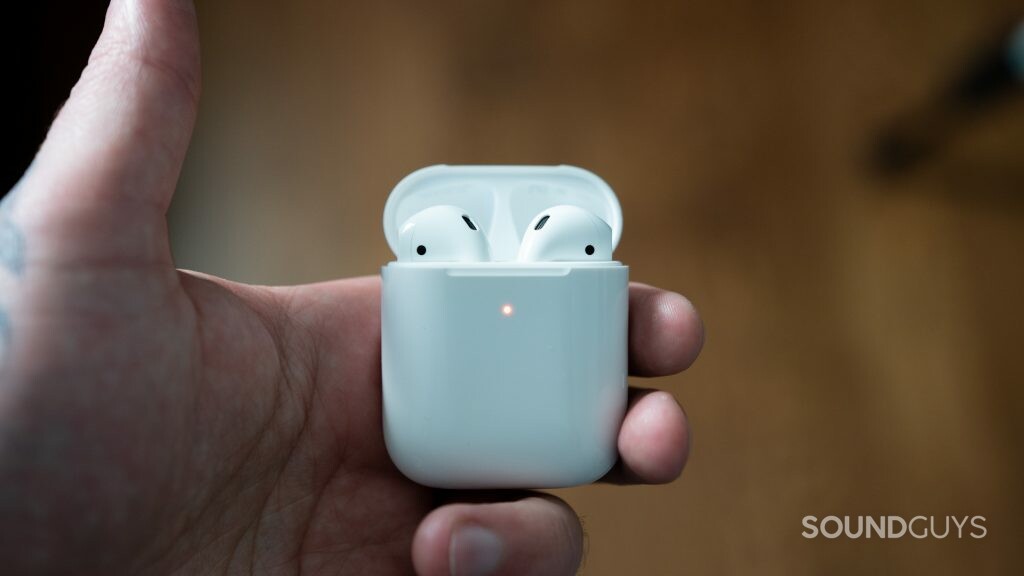 Pictured is the new Airpods changing case in hand.