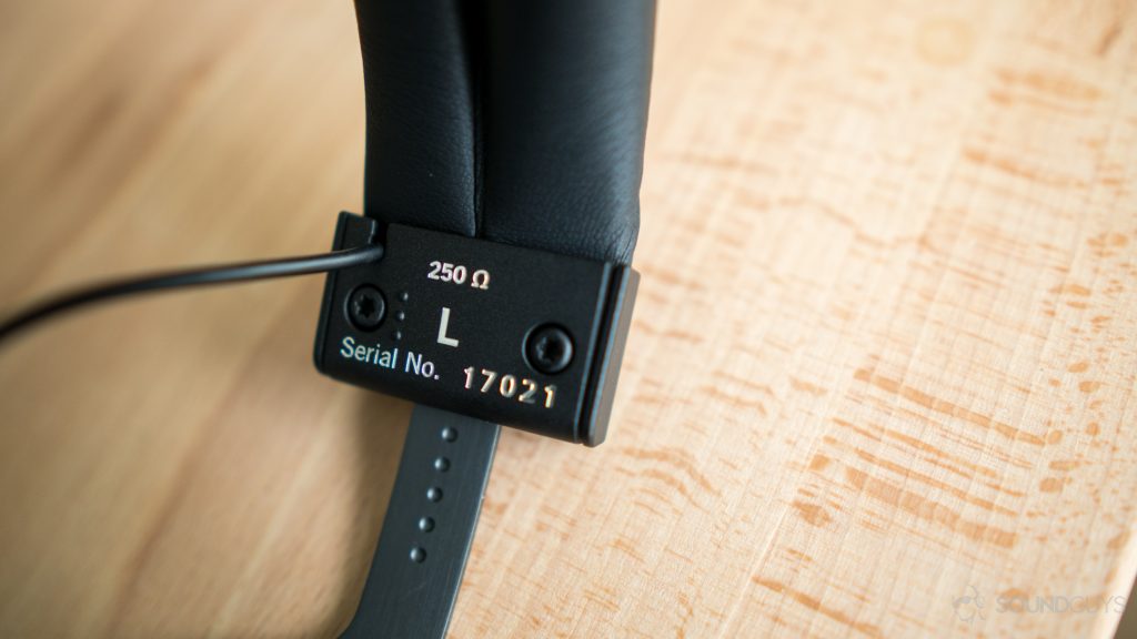 The impedance level is printed on the inside of the headband.