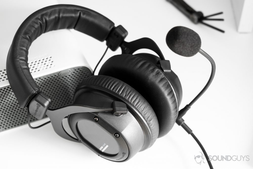 Gaming headset: Beyerydynamic CUSTOM Game headset leaning on a white Xbox 360 with a universal Allen wrench key in the background.