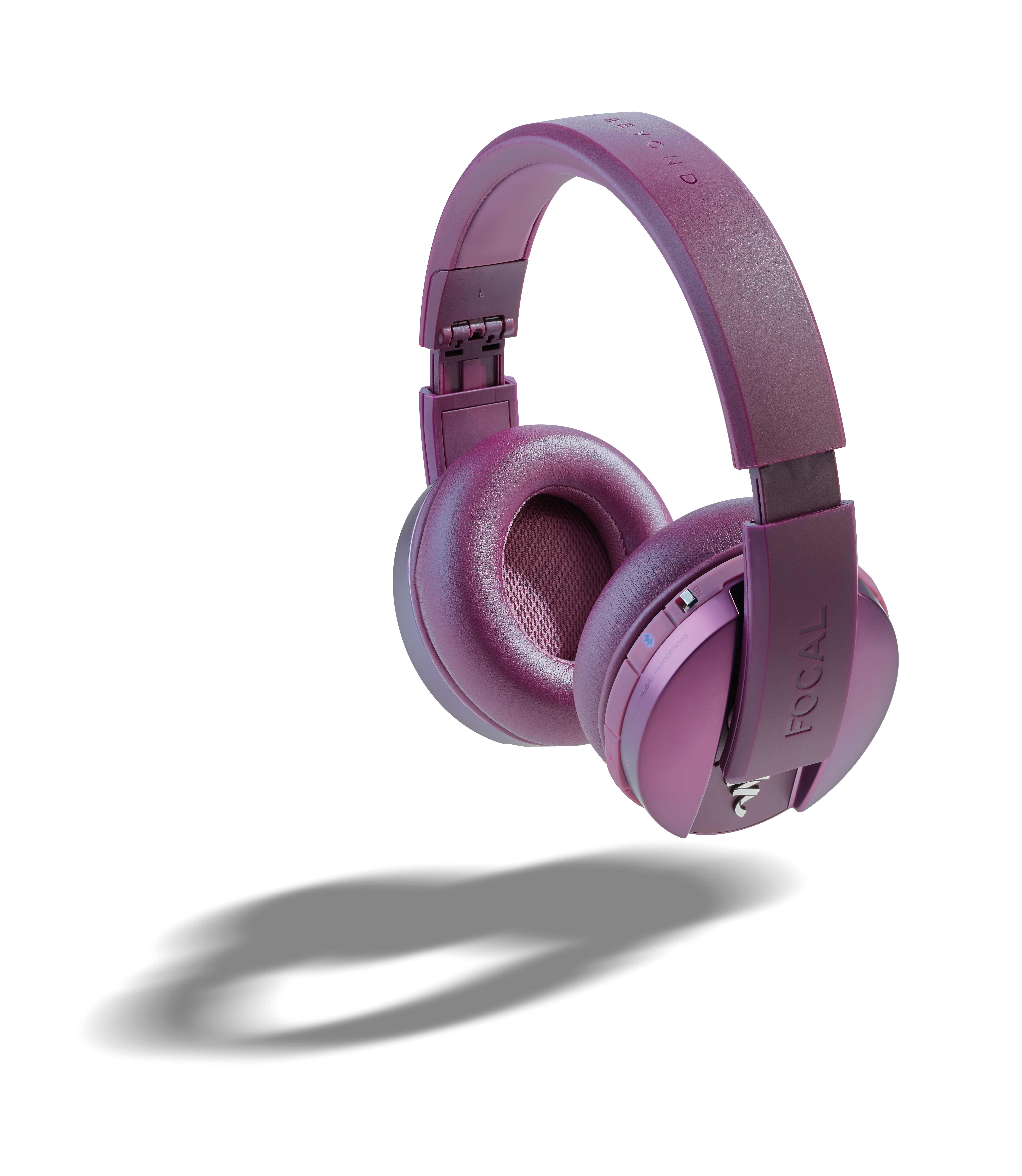 An angled shot of the Listen Wireless Chic, closed-back heapdhones in purple on a white background.