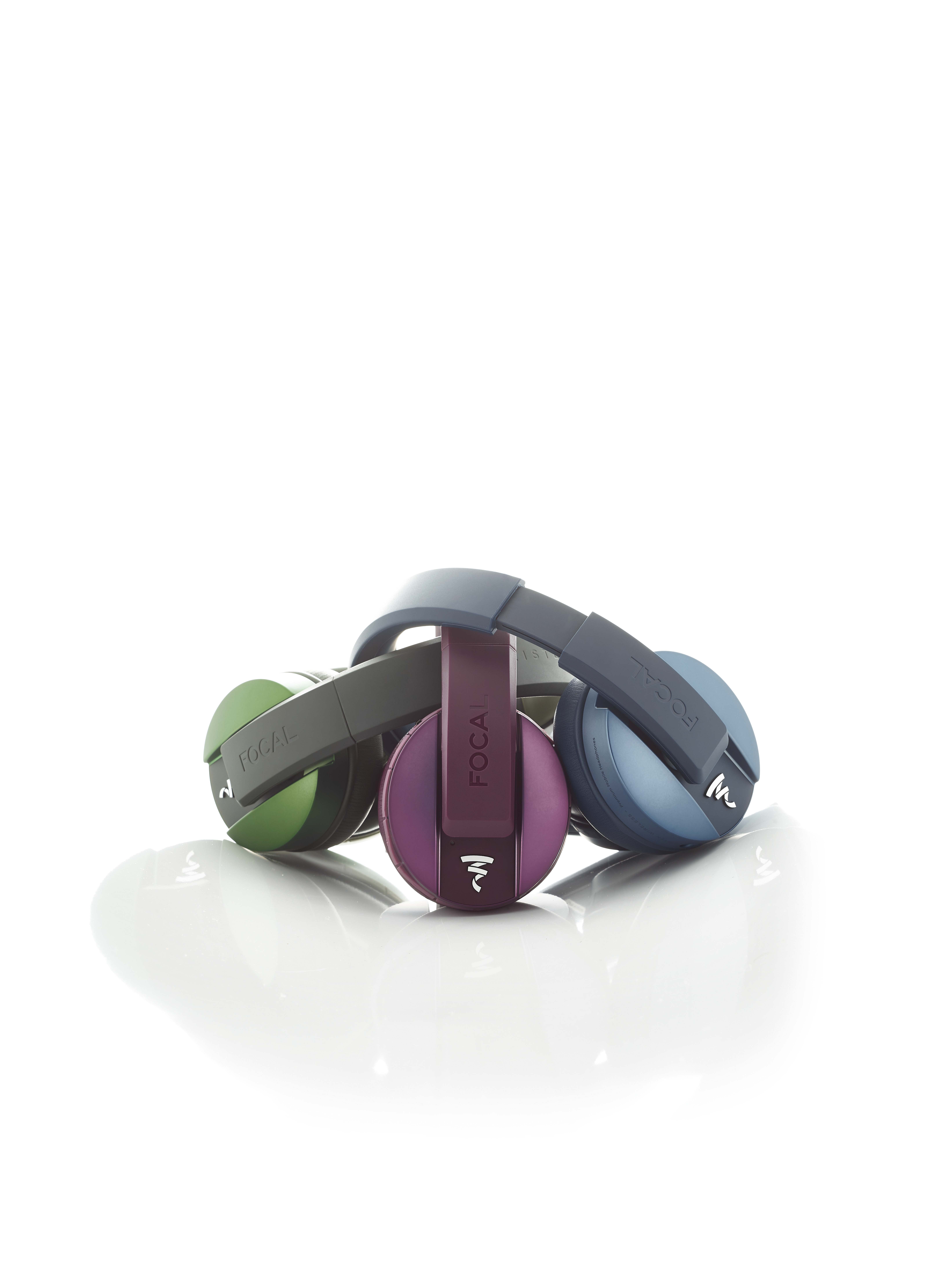 The Focal Listen Wireless Chic headphones in a neat pile together.