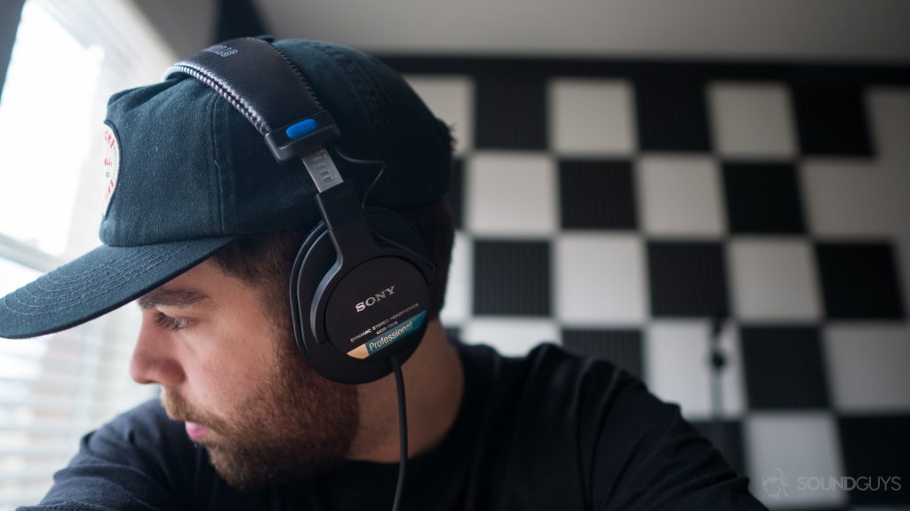 Wearing the Sony MDR-7506's.