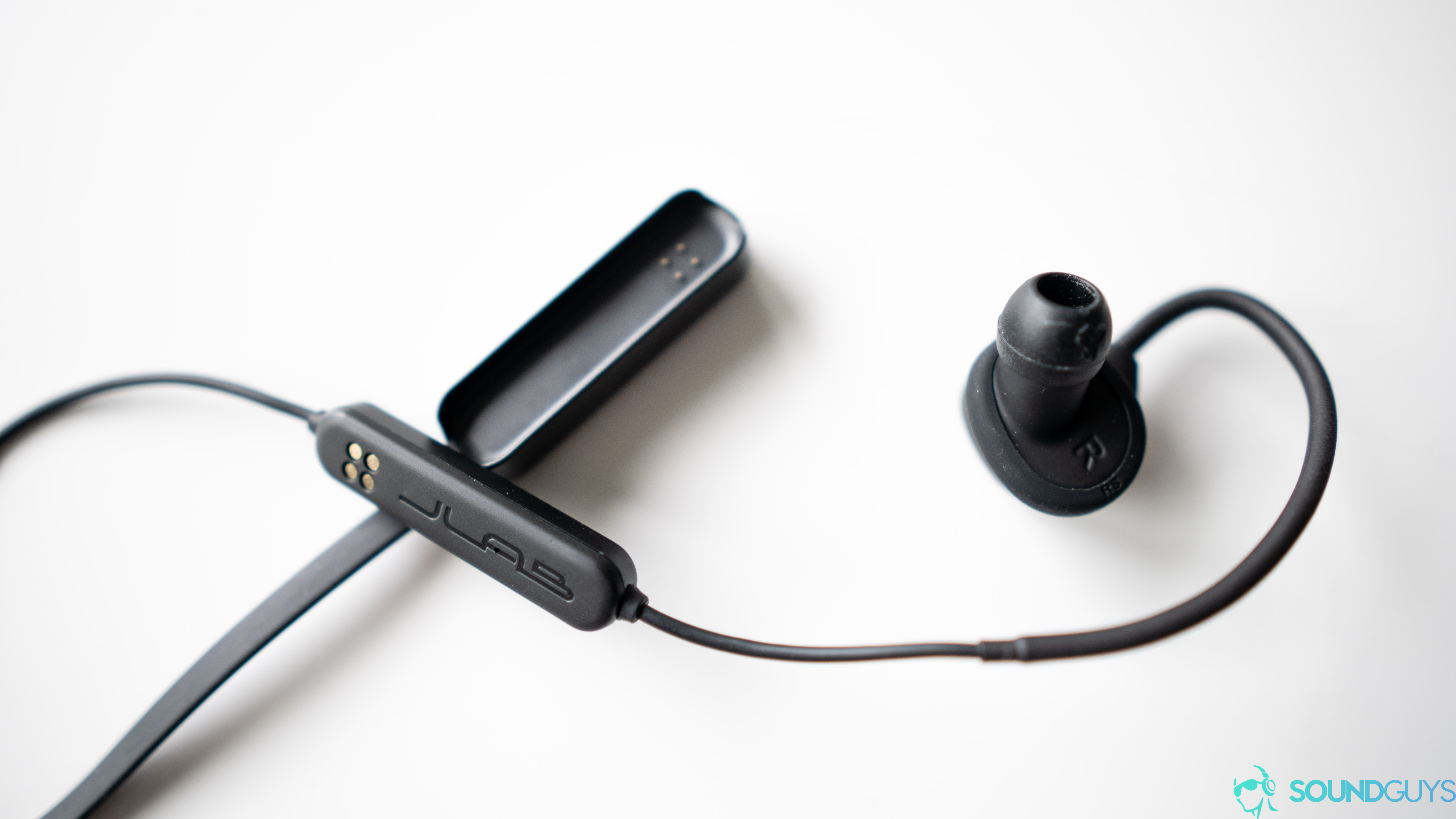 The JLab Epic Sport Wireless 'buds use a proprietary charging cradle
