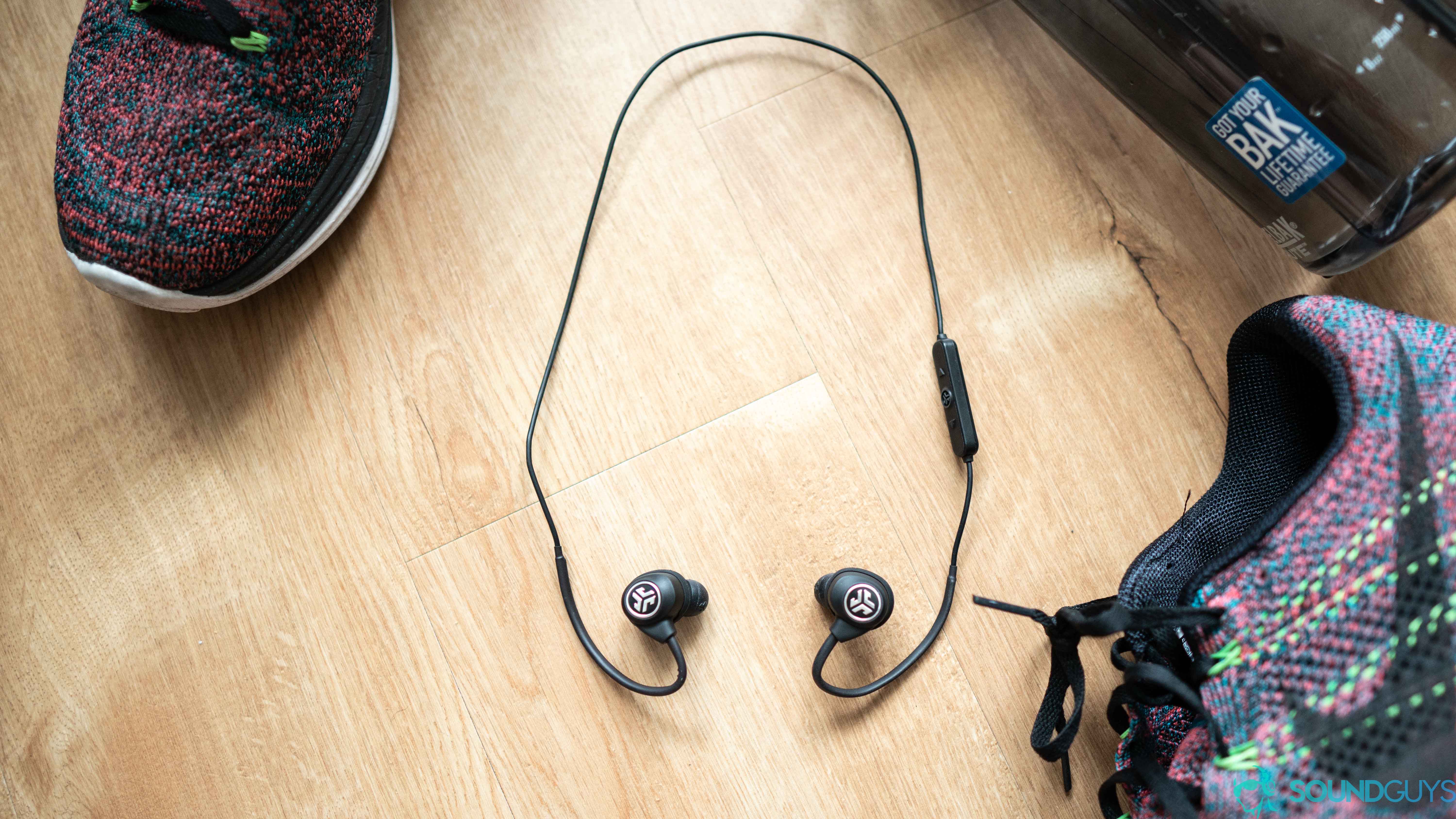 A top-down shot of the headphones to show how long the time is