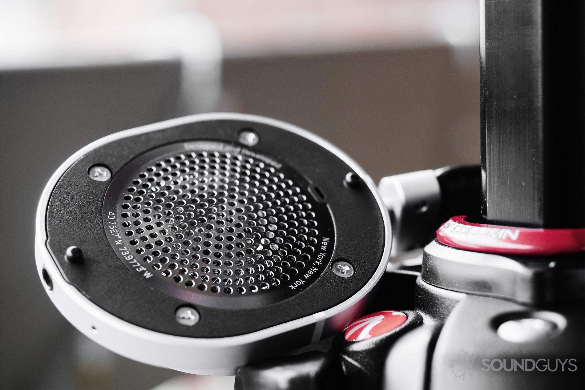 Master &amp; Dynamic MW50 Wireless review: The MW50 with one of the earpads removed to show the driver grill.