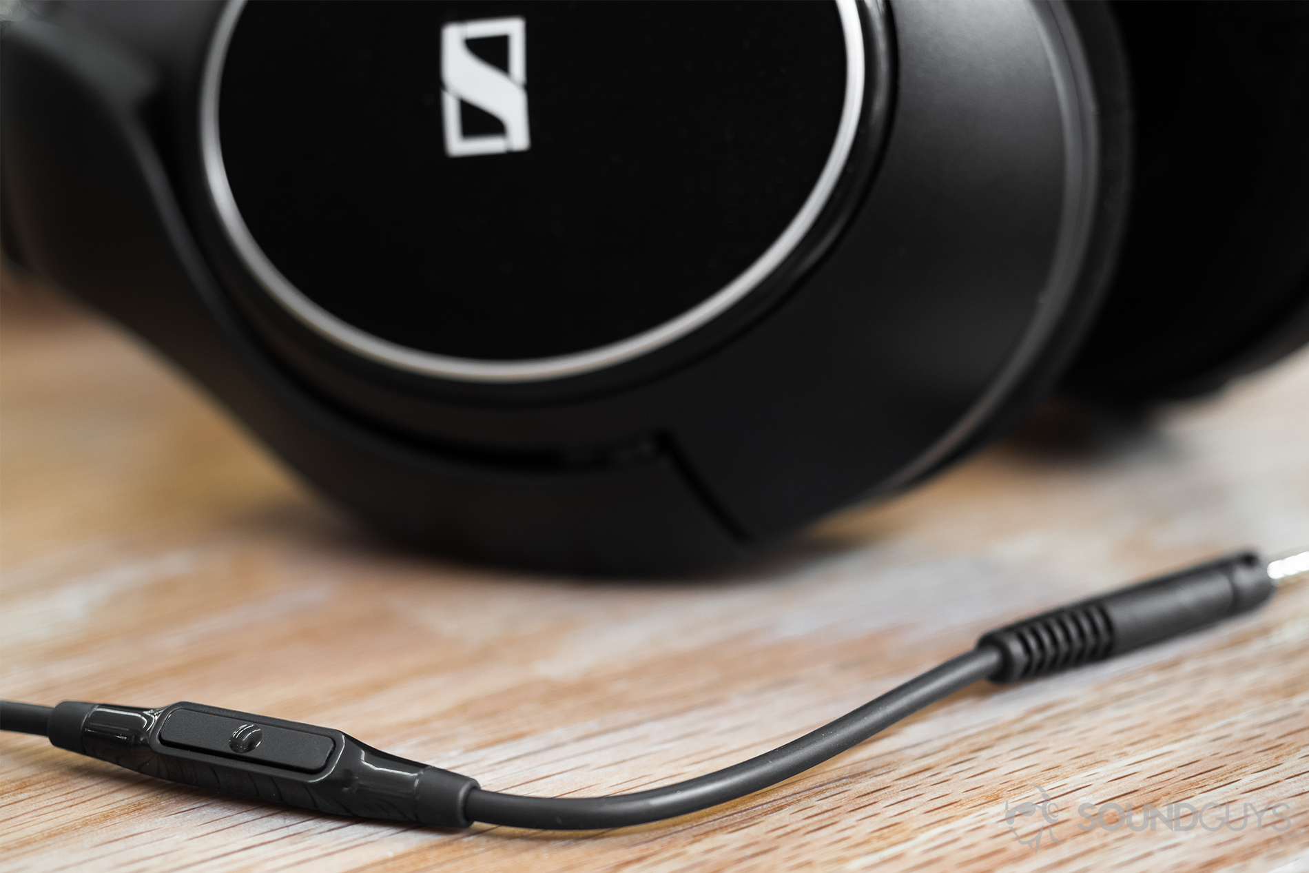 Sennheiser HD 598 CS review: Close up of the headphones and the multi-function button.