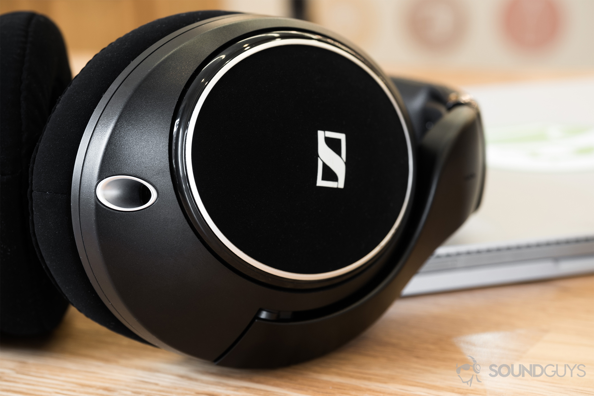 Sennheiser HD 698 CS review: a close up of the left ear cup of the headphones.