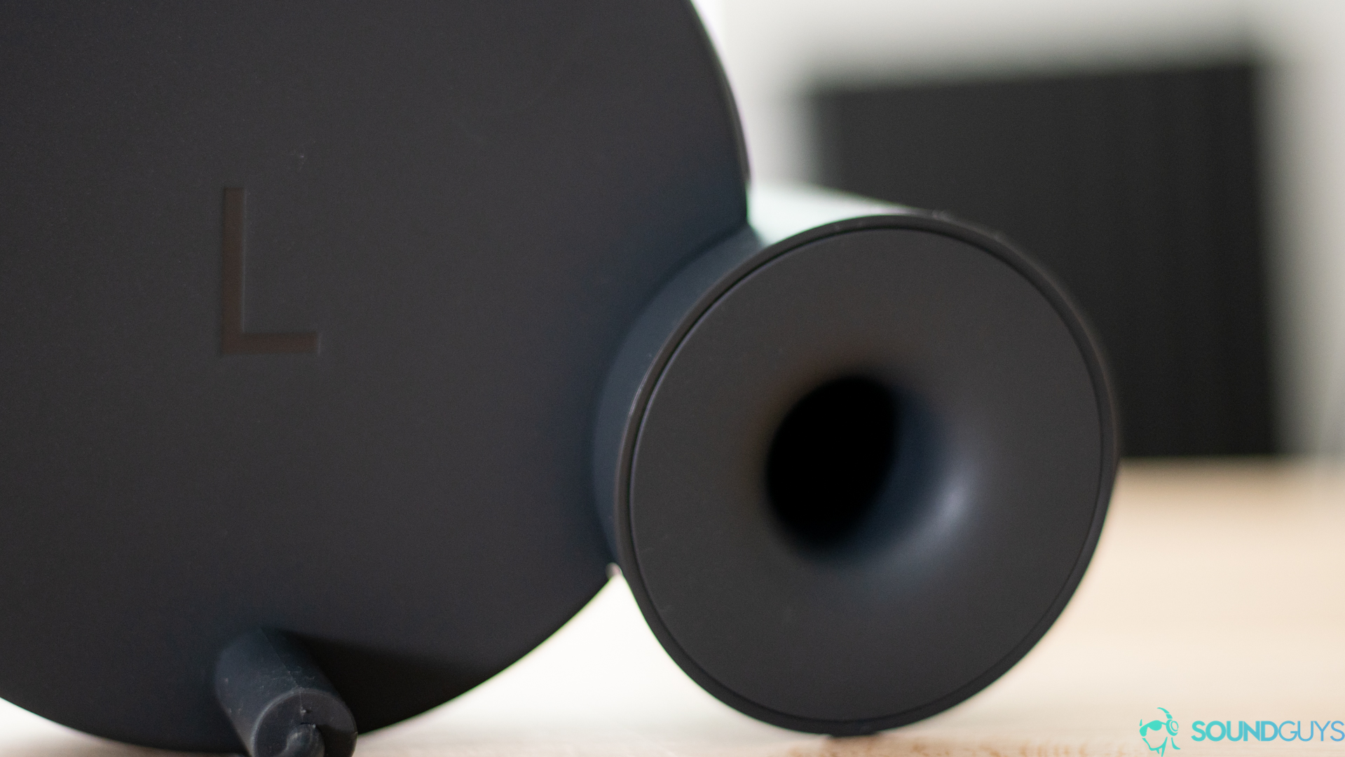 Logi MX Sound-5 On the back of both the L and R speakers is a bass port for pushing more air and keeping each speaker upright.