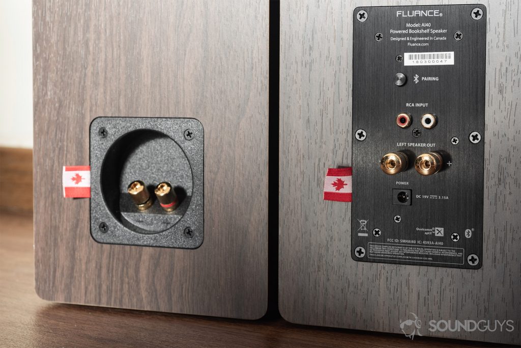Fluance Ai40 review: The rear of both of the Fluance Ai40 speakers.