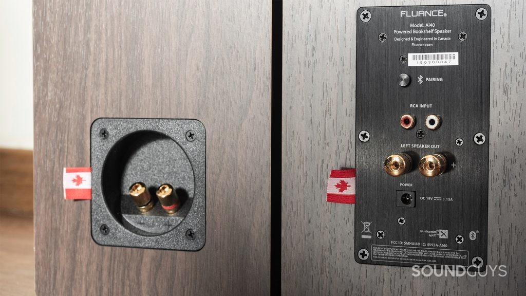 The rear of both of the Fluance Ai40 speakers.