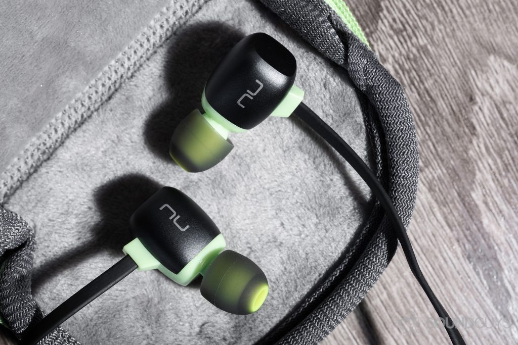 Optoma NuForce Be Sport4: an overhead shot of the earbuds resting in the included carrying case.
