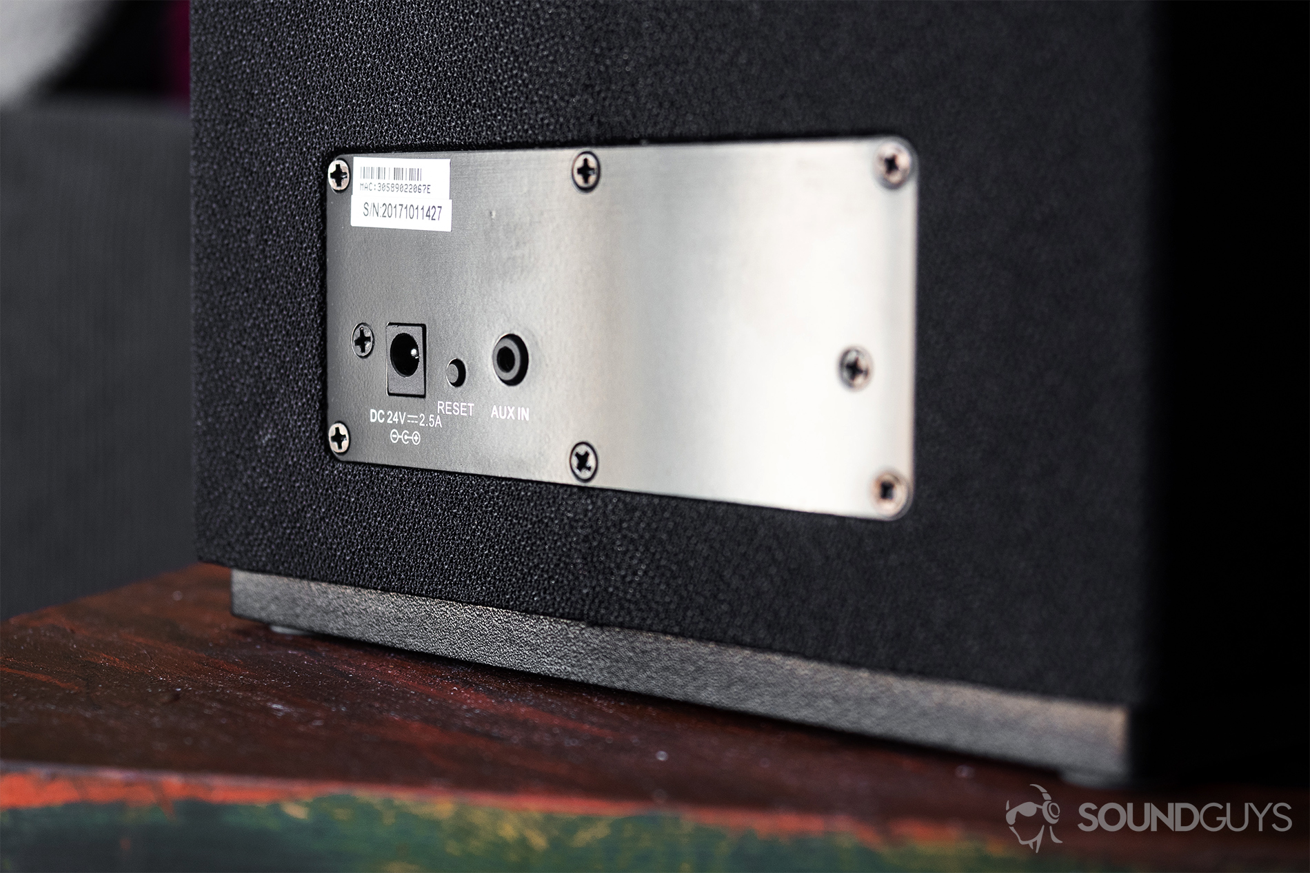 Solis SO-7000 review: The inputs on the back - aux, power, and reset button.