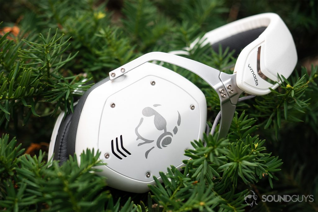 V-Moda Crossfade 2 Codex: The headphones on top of a decorative shrub.