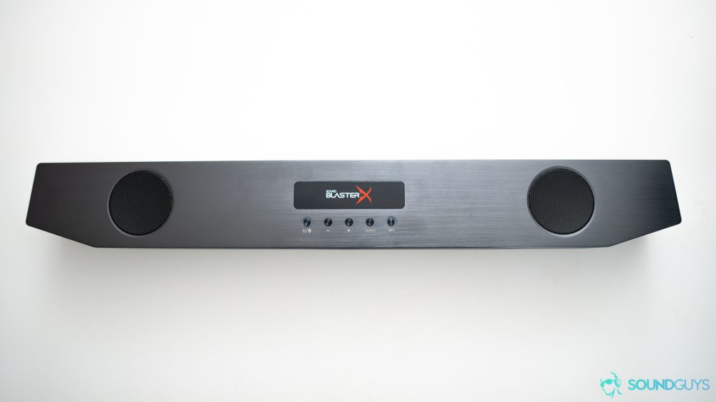 Pictured is the top of the Creative Sound BlasterX Katana. 