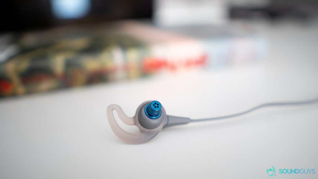 Pictured is the angled nozzle of the Jaybird X4 that shoots sound into your ear.