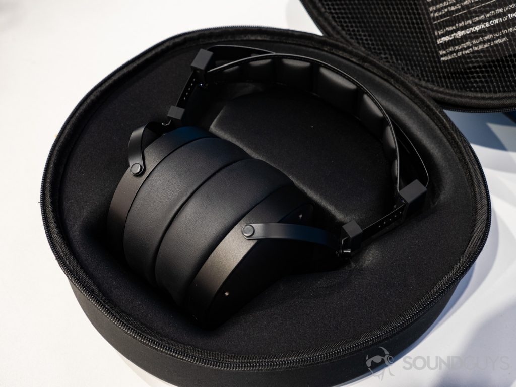 A photo of the Monoprice Monolith M1060C planar magnetic headphones.
