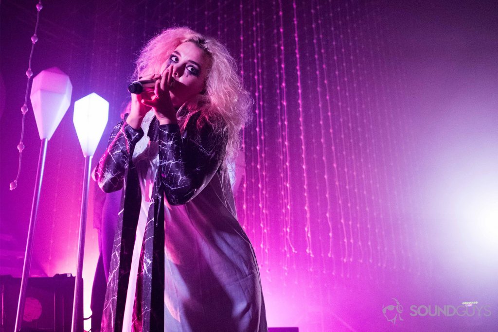 What to expect at an open mic: Concert photo of Purity Ring performing in Urbana, Illinois at the Canopy Club venue.