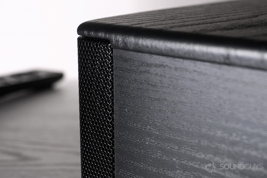 Fluance AB40 review: The wood cabinet which connects to the metal grille, which wraps ever so slightly around to the side panels.