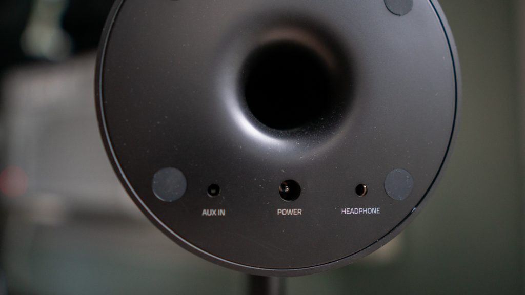 Pictured are the connectivity options of the Razer Nommo Chroma