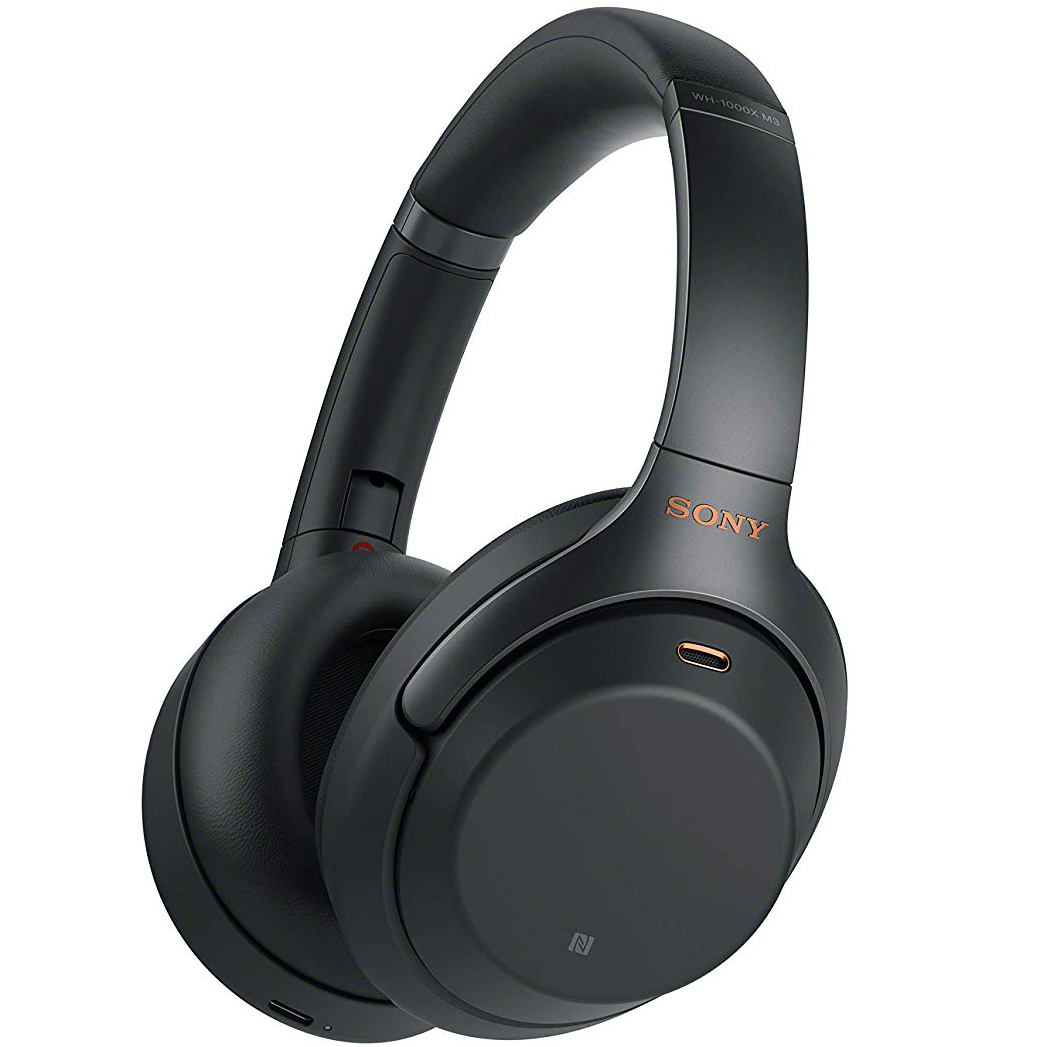Product image of the Sony WH-1000Xm3 Bluetooth headphones in black.