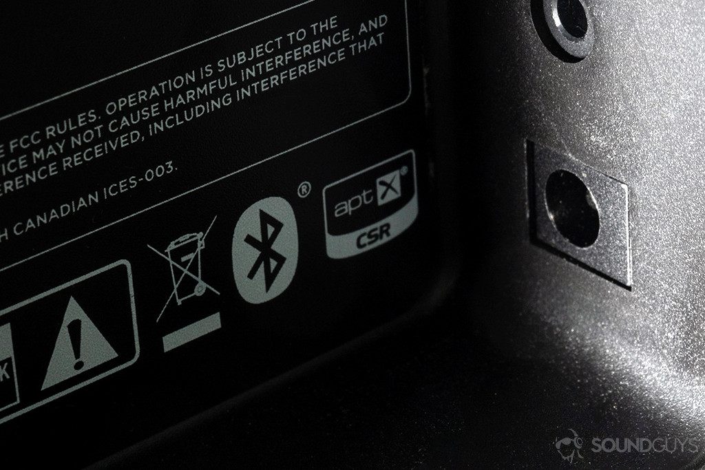 close up picture of the aptX and Bluetooth logo