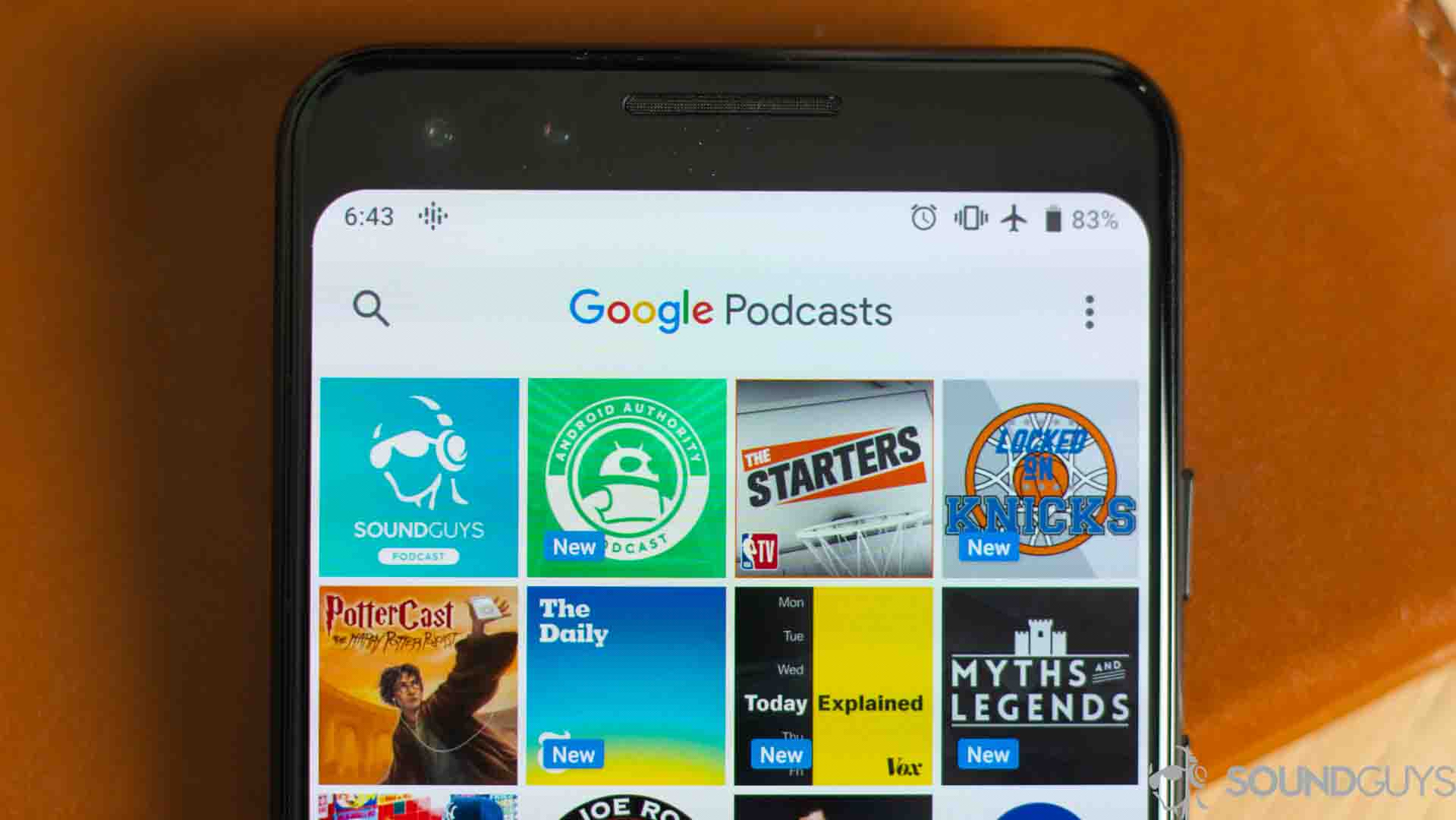 Close-up of the podcast area of the Google Podcast app. 