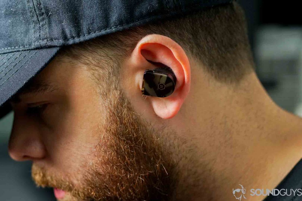 The MW07 earbuds in the ear.
