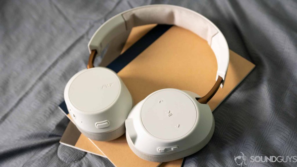 Plantronics Backbeat Go 810 headphones pictured lying flat.