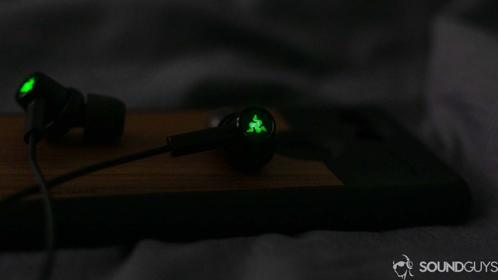 Close-up of the Razer logo when powered on.