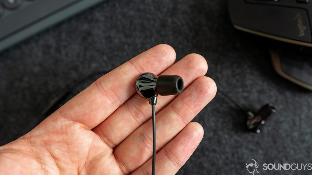 Close-up of the foam eartips from ADV.Sound Elise.