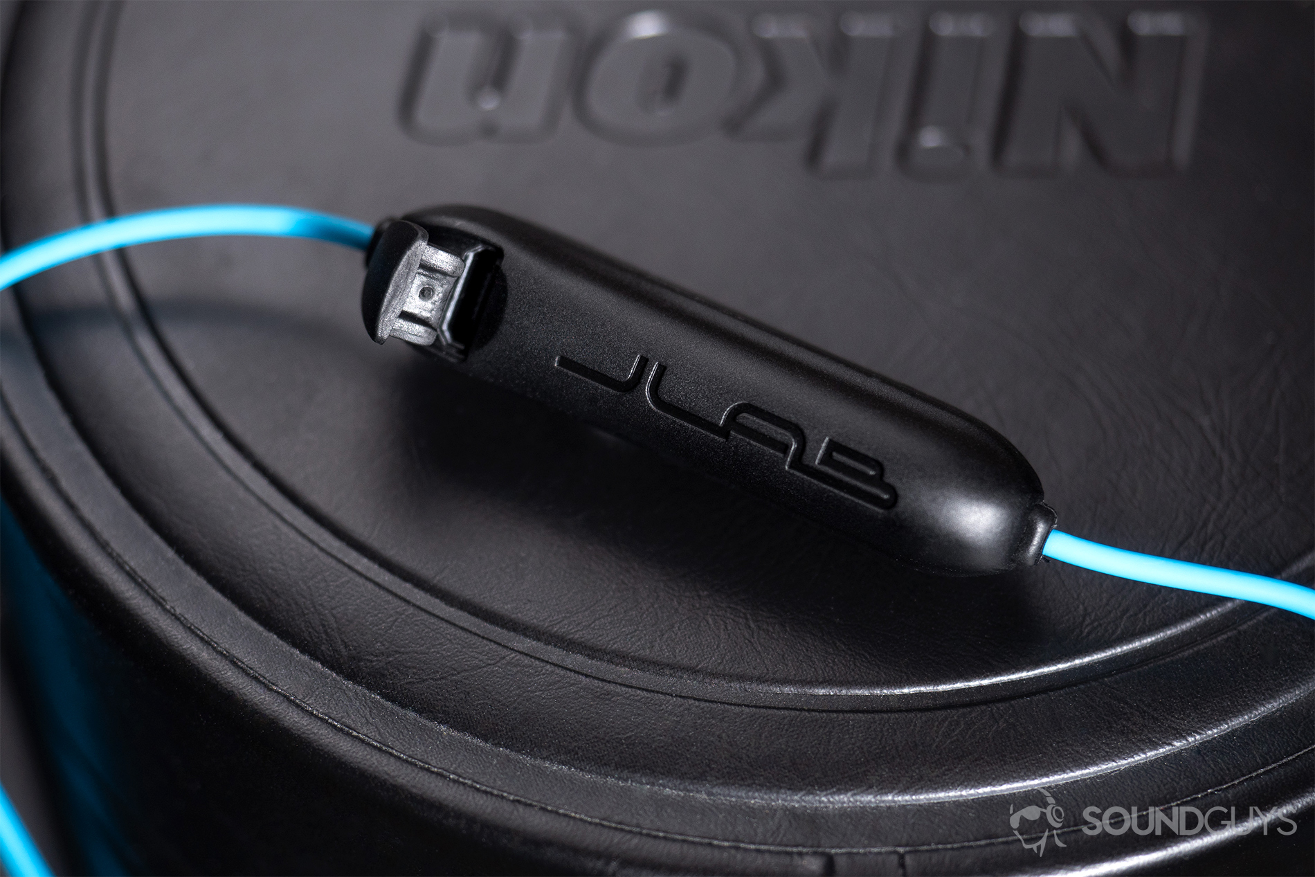 JLab Fit Sport Wireless: The micro-USB port on the back of the in-line mic and remote.