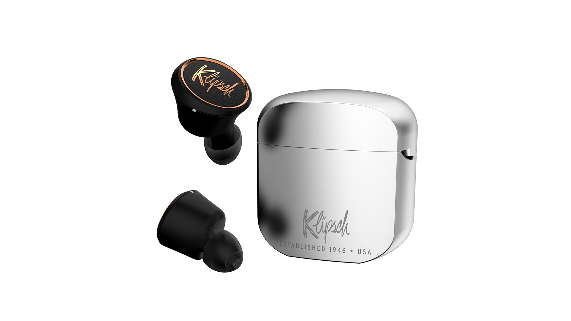 Picture of the Klipsch T5 true wireless earbuds.