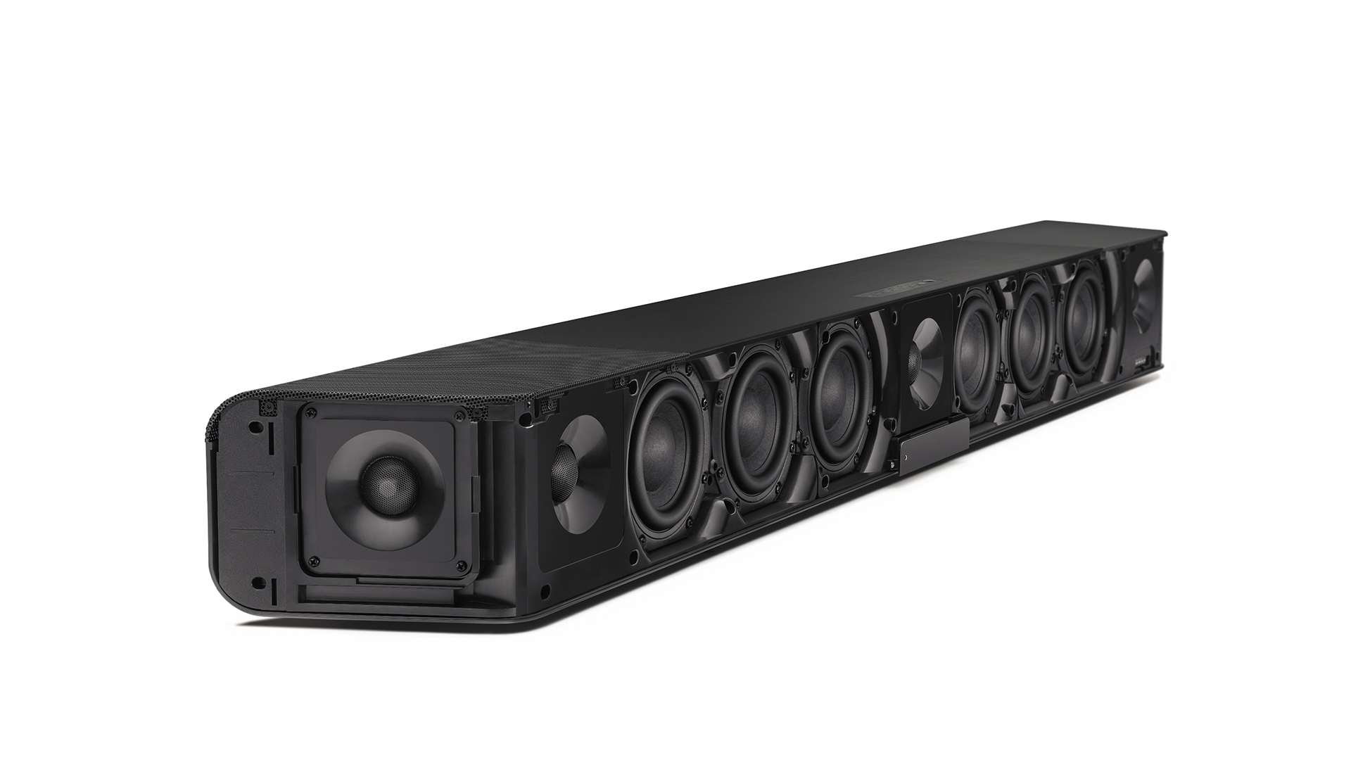 Pictured are the interal drivers of the Sennheiser Ambeo soundbar