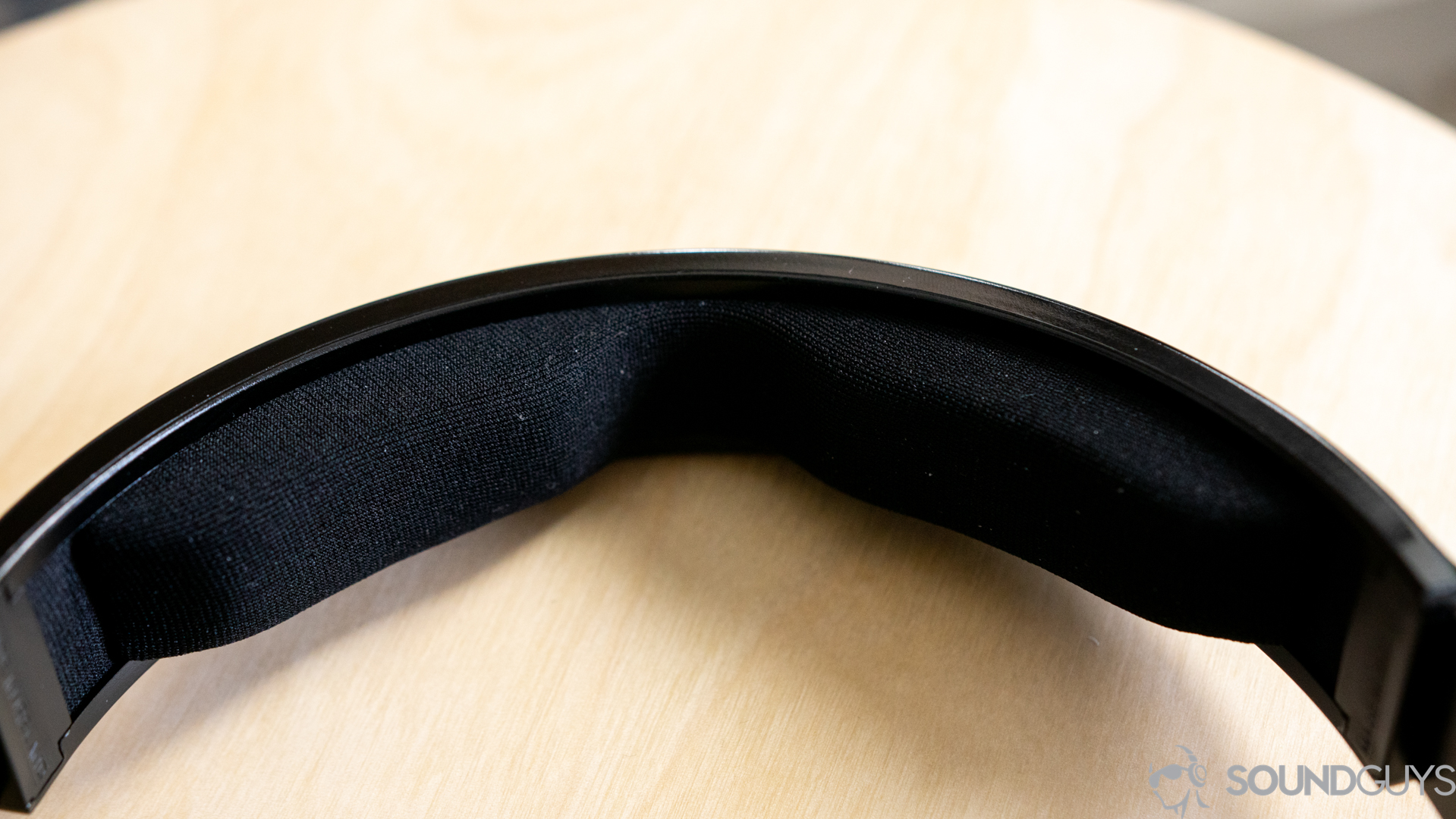Close-up of the padding of the Sennheiser headphones.